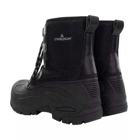 Staheekum Men\'s 11 Winter Snow Boots Waterproof Insulated Outdoor Faux Fur Black